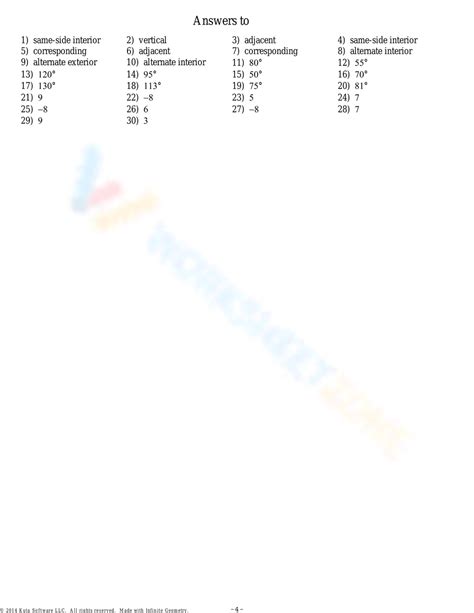 Angle Pair Relationships And Parallel Lines Worksheet