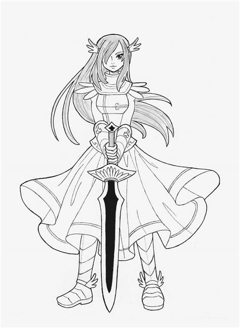 Awesome Erza Scarlet Coloring Pages Coloring Cool