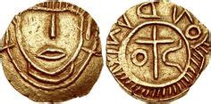 A unique gold thrymsa, minted in London in the mid-7th century. Round ...