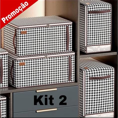 kit 2 peças Organizador de guarda roupa caixa organizadora flexível