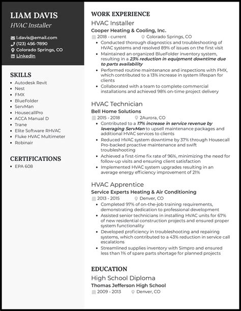 Hvac Installer Resume Examples Proven To Work In