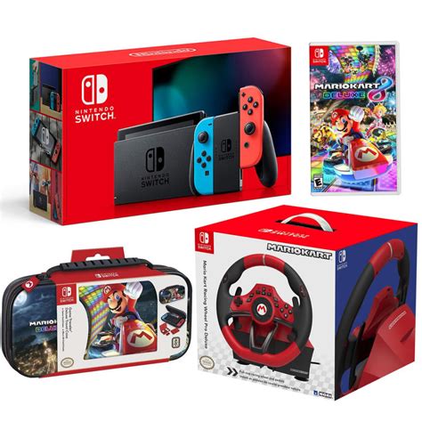 Nintendo Switch Console With Mario Kart Deluxe 8 Game And Racing Wheel Bundle For 480 W 90