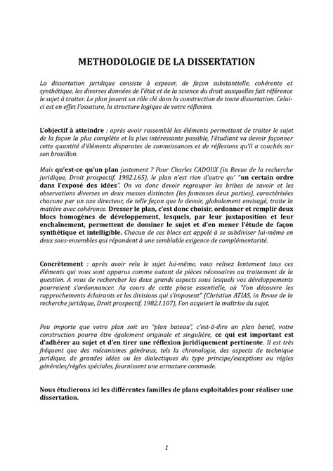 Méthodologie plan dissertation juridique Droit Civil Droit de la