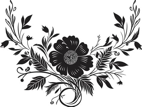 Artisanal Inked Gardens Handcrafted Logo Elements Graphite Blossom