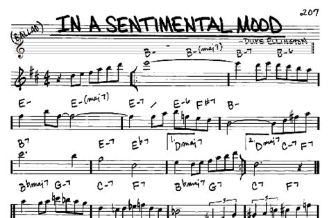 Sheet Music For In A Sentimental Mood Jazz Piece