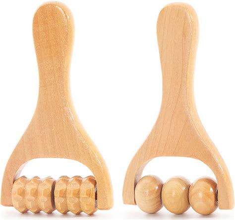 2 Stück Massageroller Holz Massageroller Massage Roller mit Griff