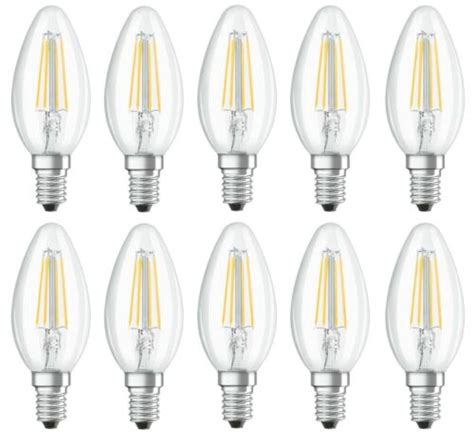 10er Osram Led E14 B35 Kerze Filament Klar 2 5w 25w Birne 250lm