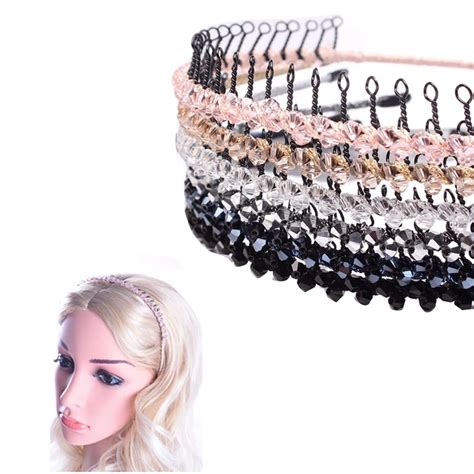 1pc Womengirls Fashion Beaded Crystal Headband Hairbands With Teeth Flower Elastic Hair Bands