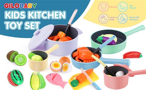 Gilobaby Kitchen Pretend Toy Role Play Cutting Fruits Food Toy