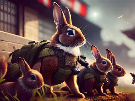 Cute Rabbit In The Garden Ai Generated Stock Illustration