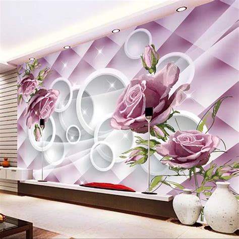 Photo Customize Size 3d Rose Flowers Mural Wallpaper Living Room Tv Background Wall Covering