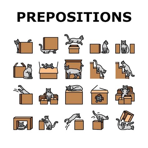 Premium Vector Preposition English Language Icons Set Vector