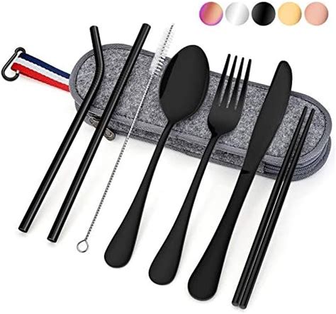 Nuoshen Cutlery Set Portable Stainless Steel Utensils Reusable Travel