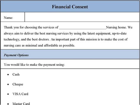 financial consent form editable  forms