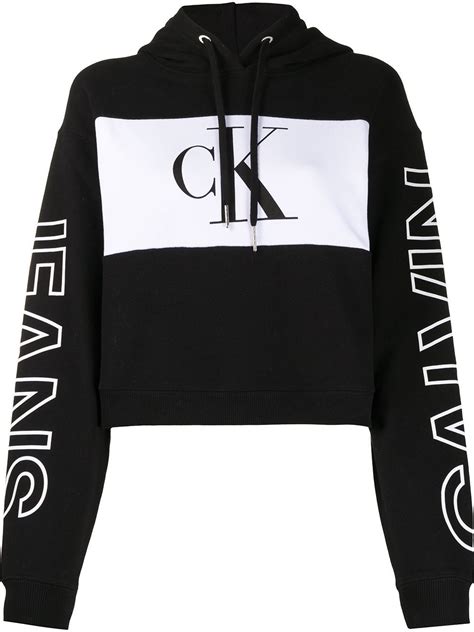 Calvin Klein Jeans Colour Block Cropped Hoodie Farfetch In 2021