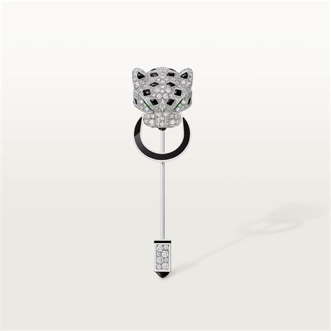 Crog000978 Panthère De Cartier Tie Pin White Gold Emeralds Onyx