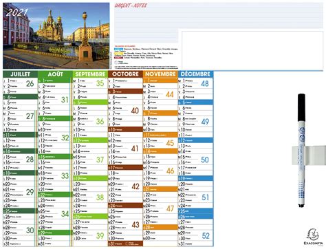 5 Calendriers Effaçables Feutre 6 Mois Par Face 405 X 53 Cm