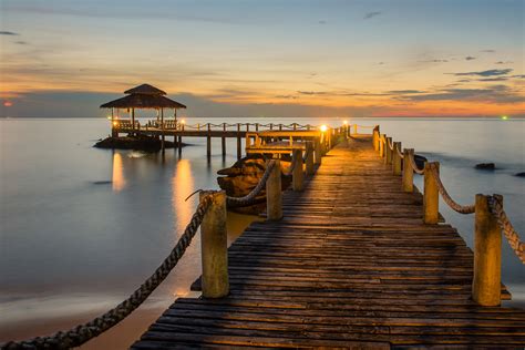 Fondos de pantalla Mañana viajar puente puesta de sol mar cielo