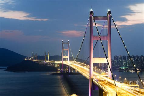 Tsing Ma Bridge At Night Hong Kong Photograph By Matteo Colombo