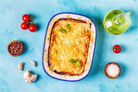 Lasanha Italiana Tradicional Legumes Carne Picada E Queijo Foto