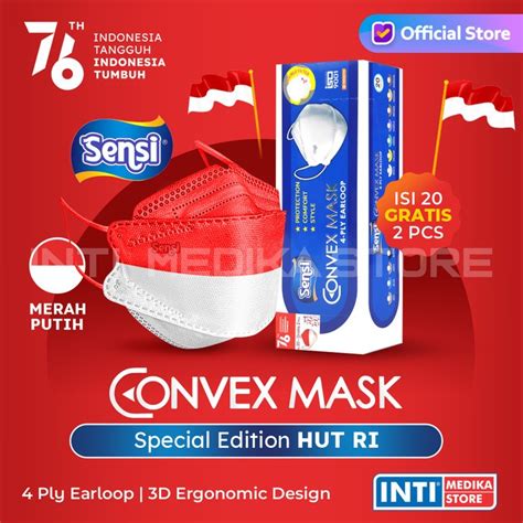 Jual Jual Sensi Convex Mask 4 Ply Edisi Hut Ri Masker 17 Agustus