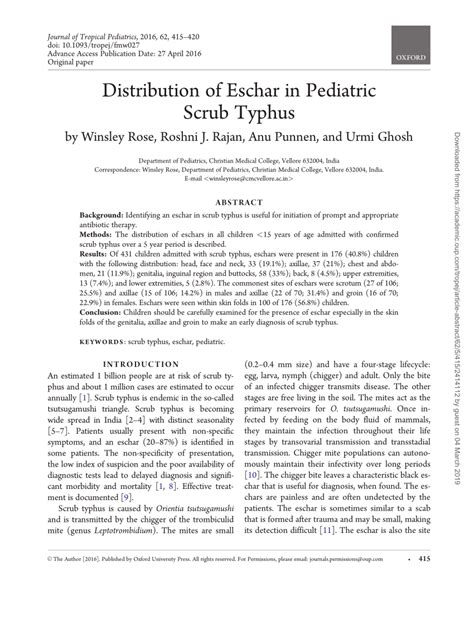 (PDF) Distribution of Eschar in Pediatric Scrub Typhus