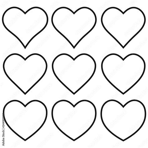 Set outline heart shape icon, vector heart shape set, for lovers on ...