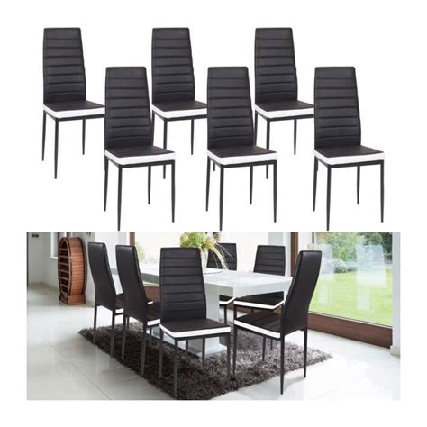 Lot de 6 chaises ROMANE noires bandeau blanc pour salle à manger