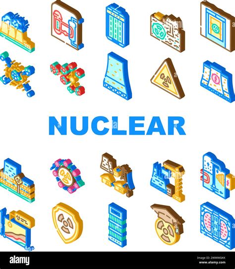 Nuclear Energy Engineer Atom Icons Set Vector Stock Vector Image Art