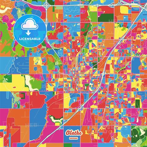 Olathe Kansas United States Crazy Colorful Map Print Template In 2022 Colorful Map Map