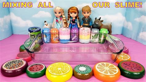 Mixing All My Slime! Frozen Elsa and Anna Slime Smoothie! - YouTube