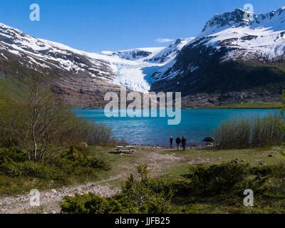 Engabreen Gletscher Und Svartisvatnet See Am Svartisen Im Nationalpark