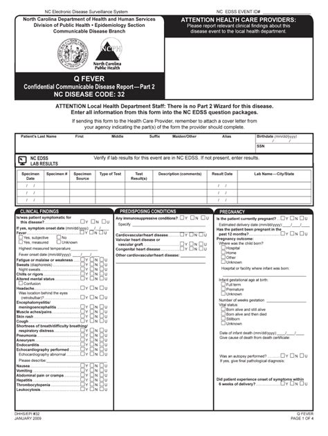 Fillable Online Epi Publichealth Nc Q Fever Nc Dph Epidemiology