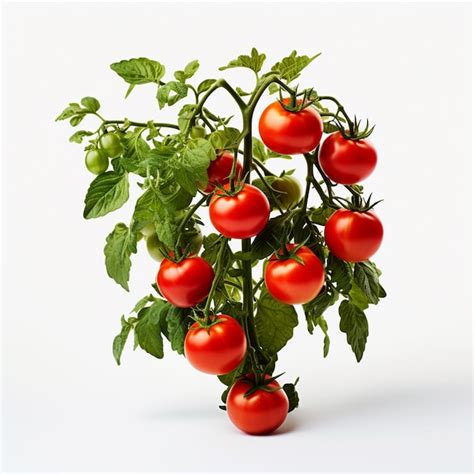 Fundo Branco De Plantas De Tomate Fresco Foto Premium