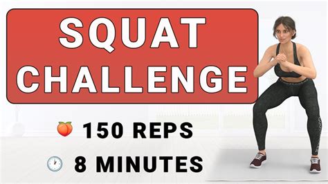 8 Min Squat Challenge 150 Reps🍑 Intense Leg And Booty Workout Youtube