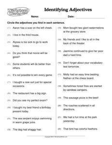 Identifying Adjectives Worksheet Adjectiveworksheets Net