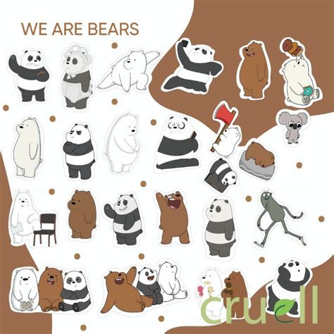 Jual Sticker Aesthetic We Bare Bear Stiker Lucu Murah We Bare Bear