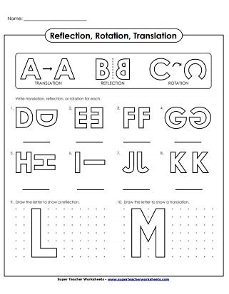 Reflection Translation And Rotation Worksheets