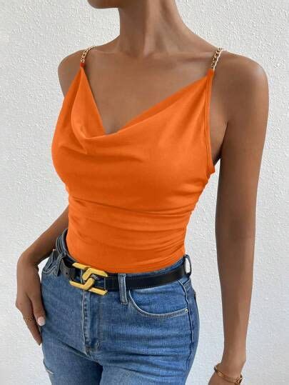 SHEIN SXY Top De Tirantes Con Cuenta Con Perla Con Tira De Cuello