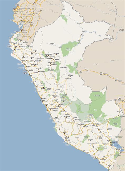 Large detailed road map of Peru with all cities | Peru | South America ...