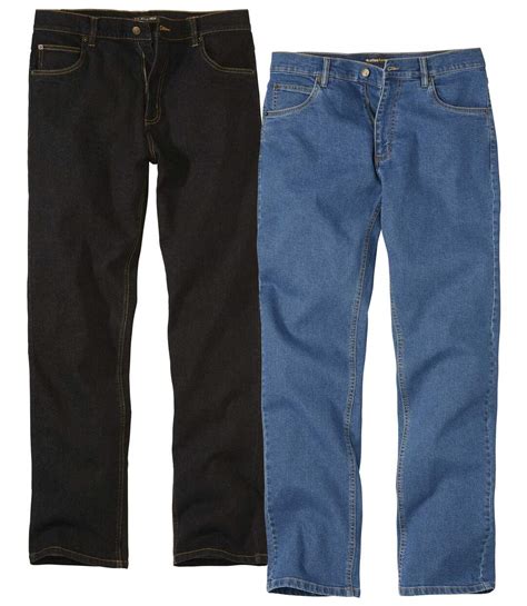 Pack Of 2 Mens Stretch Jeans Black Blue Atlas For Men