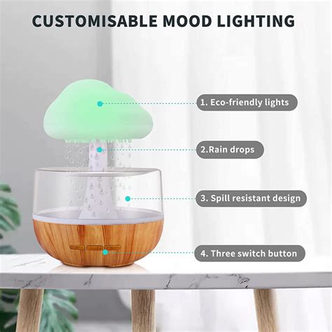 Customize Crisp Water Drip Sound Cloud Raindrop Humidifier Adjustable