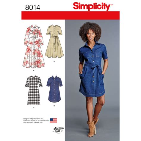 Simplicity Sewing Pattern 8014 Misses Shirt Dress Sewdirect