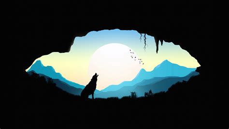 Wolf, Silhouette, Howling, Minimalist, 4K, #8.318 Wallpaper PC Desktop