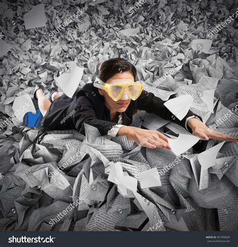 Business Woman Buried Paperwork Images Stock Photos Vectors