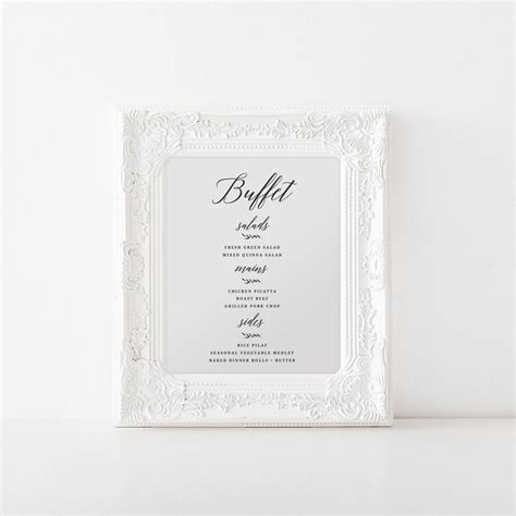 Wedding Buffet Menu Sign Printable, Wedding Menu Template, 8x10 Buffet ...