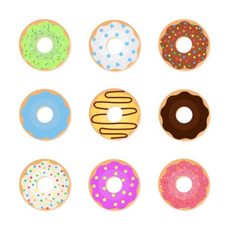 Premium Vector Set Of Colorful Donuts Vector Illustration Of Sweet