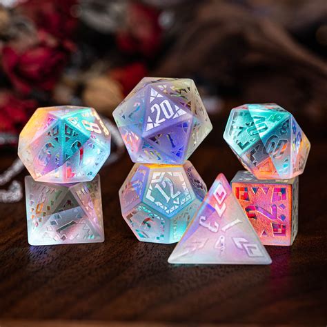 Full Set Dichroic Glass Polyhedral Dice Set Gemstone Set Etsy