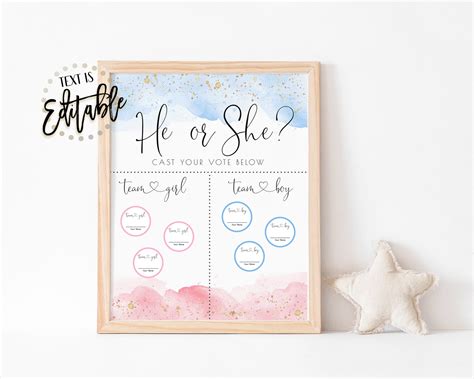 Gender Prediction Sign He Or She Activity Pink And Blue Etsy