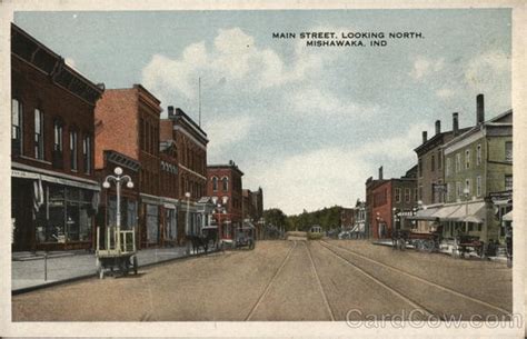 Main Street, Looking North Mishawaka, IN Postcard